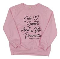 Svetloružová mikina s nápisom