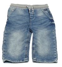 Modré teplákové riflové kraťasy se šedým pasem Dopodopo