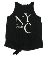 Černý crop top s nápisem H&M