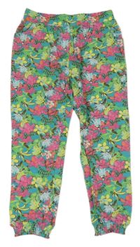 Zelené turecké bavlnené kvetované nohavice Topolino