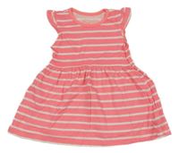 Neónově ružovo-biele pruhované bavlnené šaty Yd.