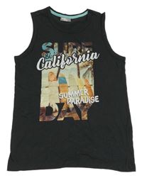 Tmavošedé tílko s potiskem Destination 