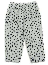 Biele chlpaté nohavice s bodkami