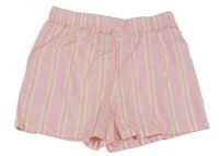 Svetloružová -žlté pruhované plátenné kraťasy H&M