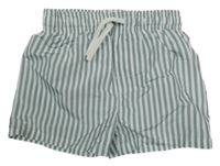 Kaki-biele pruhované plážové kraťasy H&M