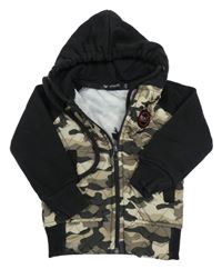 Černo-army teplákovo/šusťáková zateplená bunda s kapucí Armani