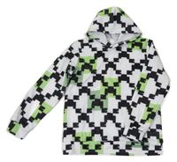 Bílo-zeleno-černá mikina Minecraft s kapucí 