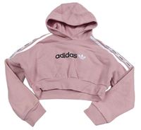 Světlerůžová oversize crop mikina s kapucí Adidas