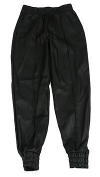 Černé cuff koženkové kalhoty THREADGIRLS