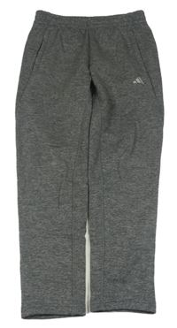 Tmavošedé melírované funkční sportovní tepláky Adidas