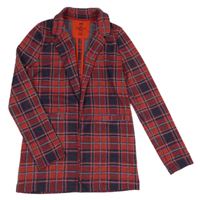 Červeno-tmavomodro-biely kockovaný cardigan we