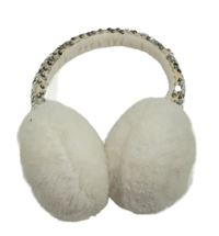 Bílé chlupaté klapky na uši s flitry 