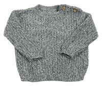 Tmavošedo-biely melírovaný rebrovaný sveter George