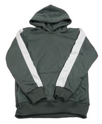 Tmavošedo-biela thermo mikina s vreckom a kapucňou