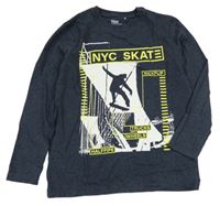 Tmavomodré melírované tričko so skateboardistou YIGGA
