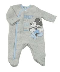 Šedo-světlemodrý melírovaný fleecový overal s Mickey Disney