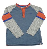 Šedomodro-šedo-červená melírovaná mikina s pruhy FAT FACE