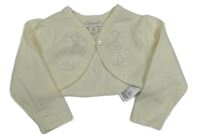 Smetanové propínací svetrové bolérko s čipkovymi kvety Monsoon