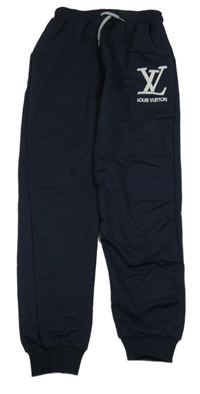 Tmavomodré tepláky s logom Louis Vuitton