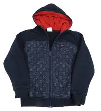 Tmavomodrá kostkovaná/vzorovaná prepínaci mikina s kapucňou Tommy Hilfiger