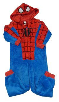 Modro-červená plyšová kombinéza s pavoukem a kapucí - Spider-man C&A