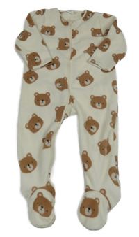 Smetanový fleecový overal s medvídky Next