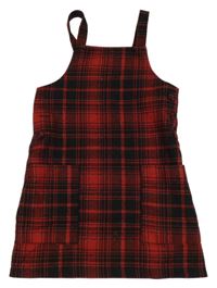 Červeno-černo-stříbrné kostkované vlněné šaty F&F