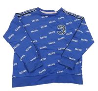 Safírová mikina s nápisy a číslem s flitry a pruhy ORIGINAL MARINES