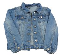 Modrá rifľová crop bunda s golierikom Kiki&Koko