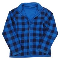 Modro-tmavomodrá kockovaná fleecová thermo bunda TCM