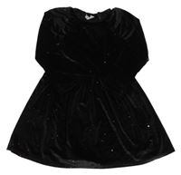 Čierne trblietavé zamatové šaty Matalan