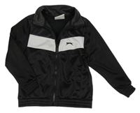 Čierno-bielo-tmavosivá prepínaci športová mikina s logom Slazenger