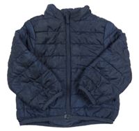 Tmavomodrá prešívaná šušťáková jarná zateplená bunda H&M