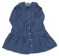 Modré riflové propínací šaty s límečkem George