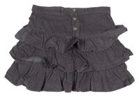 Tmavošedo/růžová bodkovaná á menšestrová sukňa s volánikmi TU