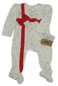 Nové - biely overal s mašlou a zlatými hviezdičkami George