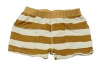 Hnedo-biele pruhované cargo teplákové kraťasy