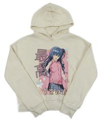 Smotanová tepláková crop mikina s dívkou a kapucňou C&A