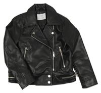 Čierny koženkový jarný crop krivák s golierikom ZARA