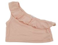Svetloružový rebrovaný asymetrický crop top PatPat