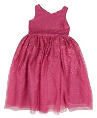 Tmavorůžové třpytivé slavnostní šaty s flitry H&M