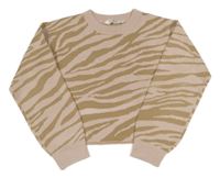 Svetloružová -hnedý vzorovaný pletený crop sveter H&M