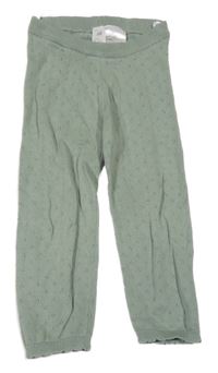 Olivové perforované pletené nohavice H&M