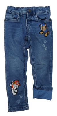 Modré skinny teplákové podšité rifle s PAW PATROL C&A