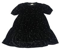 Čierne zamatové šaty s hviezdičkami F&F