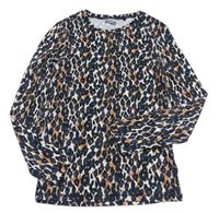 Čierno-béžovo-krémové tričko s leopardím vzorom Next