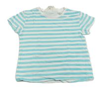 Bielo-tyrkysové pruhované tričko H&M
