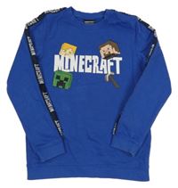 Modrá mikina s Minecraft Tu