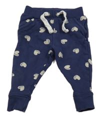 Tmavomodré tepláky se srdíčky Mothercare