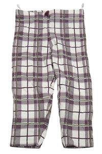 Bílo-vínovo-khaki kockované legíny C&A